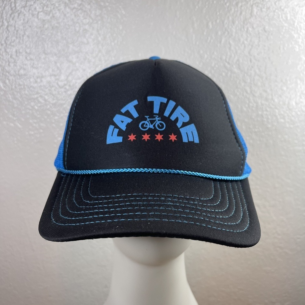 Vintage‎ Fat Tire Hat Mens Snapback Trucker Rope Mesh Navy Blue Chicago Stars